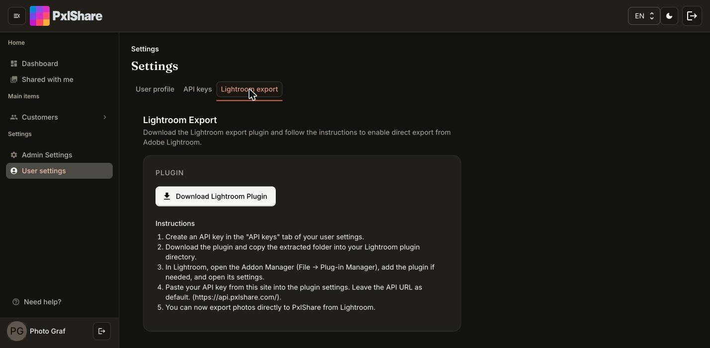 Lightroom export & API